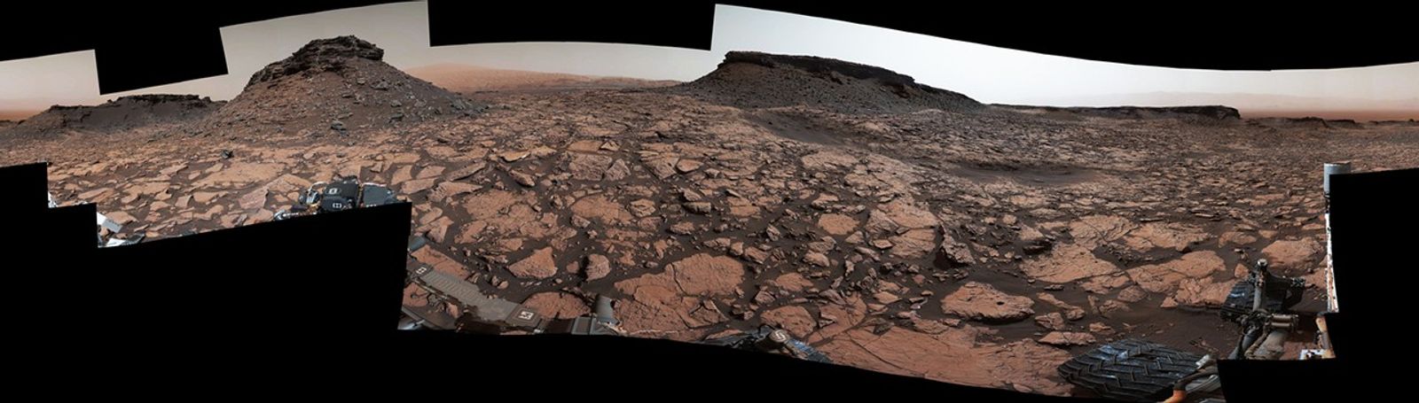 This 360-degree panorama was acquired on Sept. 4, 2016, by the Mast Camera on NASA's Curiosity Mars rover while the rover was in a scenic area called "Murray Buttes" on lower Mount Sharp. The flat-topped mesa near the center of the scene rises to about 39 feet above the surrounding plain.