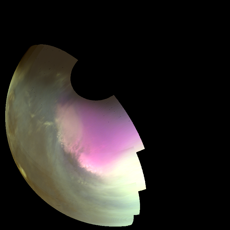 This ultraviolet image near Mars' South Pole was taken by MAVEN on July 10 2016 and shows the atmosphere and surface during southern spring.