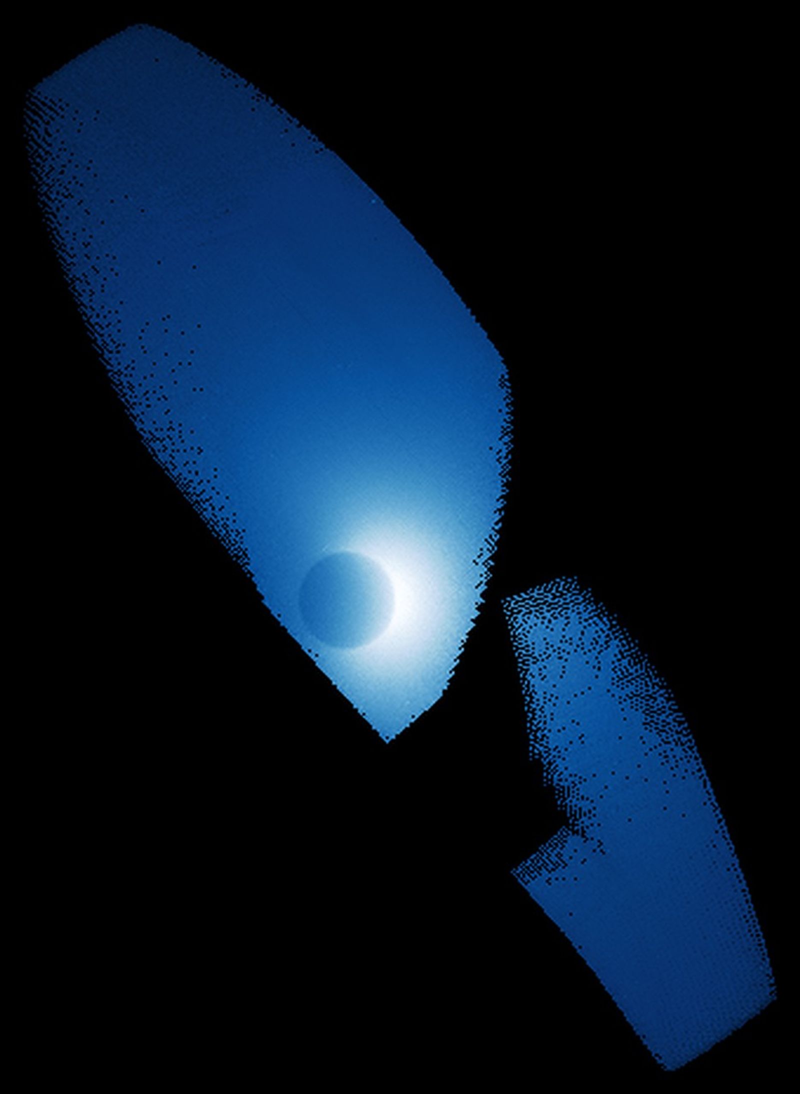 This image shows atomic hydrogen scattering sunlight in the upper atmosphere of Mars, as seen by the Imaging Ultraviolet Spectrograph on NASA's Mars Atmosphere and Volatile Evolution mission.
