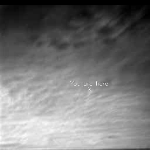 This is the first image ever taken from the surface of Mars of an overcast sky. The image was taken by NASA's Imager for Mars Pathfinder (IMP) on Sol 16 at about ten degrees up from the eastern Martian horizon. Sol 1 began on July 4, 1997.