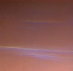 These are more wispy blue clouds from Sol 39 as seen by NASA's Imager for Mars Pathfinder (IMP). The bright clouds near the bottom are about 10 degrees above the horizon. Sol 1 began on July 4, 1997.