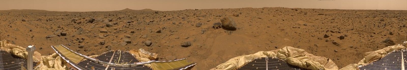 This is a 'geometrically improved' version of the 360-degree panorama heretofore known as the 'Gallery Pan,' taken by NASA's Imager for Mars Pathfinder (IMP) over the course of Sols 8, 9, and 10. Sol 1 began on July 4, 1997.