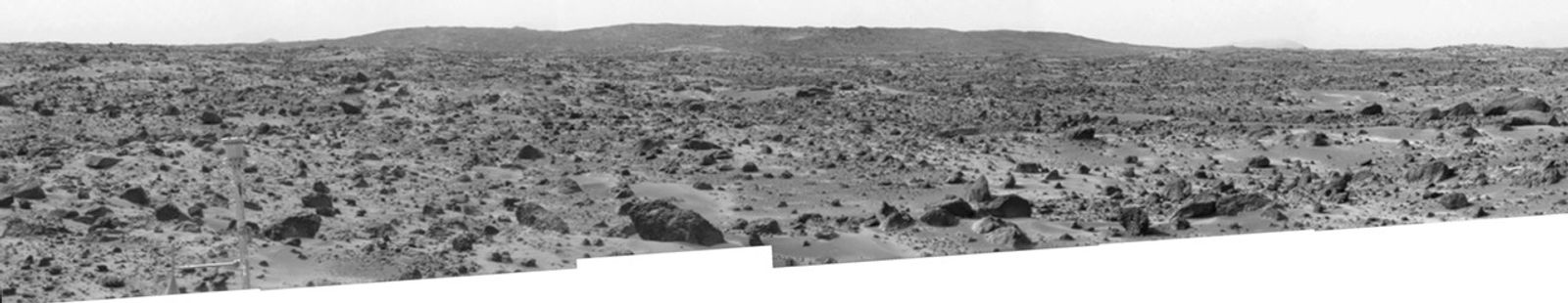 The 'Big Crater' is actually a relatively small Martian crater to the southeast of NASA's Mars Pathfinder landing site. It is 1500 meters (4900 feet) in diameter, or about the same size as Meteor Crater in Arizona. Sol 1 began on July 4, 1997.