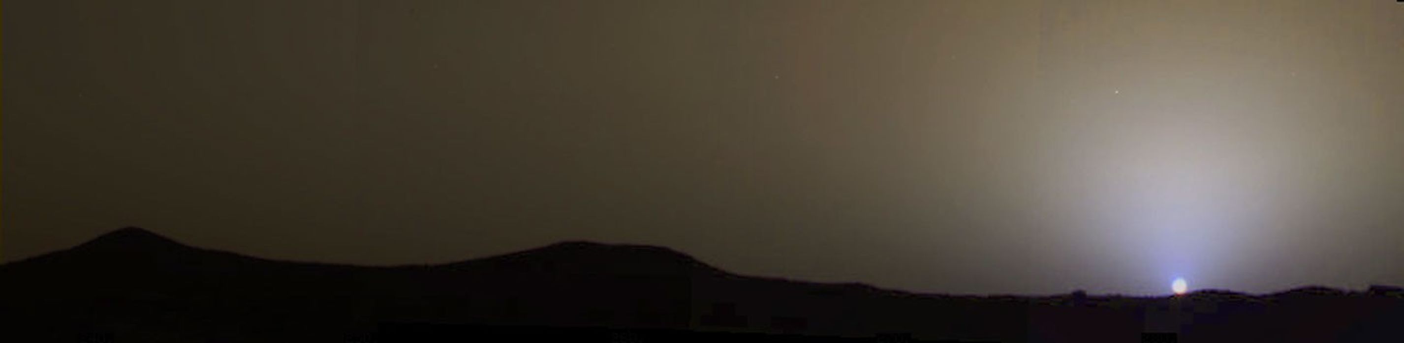 The brownish gray sky as it would be seen by an observer on Mars in this four-frame, true color mosaic taken on sol 24, 1997, by NASA's Mars Pathfinder.