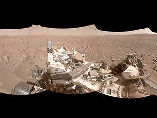 This mosaic shows part of the path NASA’s Perseverance Mars rover took through a portion of a boulder field dubbed “Snowdrift Peak.” With the help of its self-driving autonomous navigation system, AutoNav, Perseverance traversed the field much more quickly than previous rovers could have.