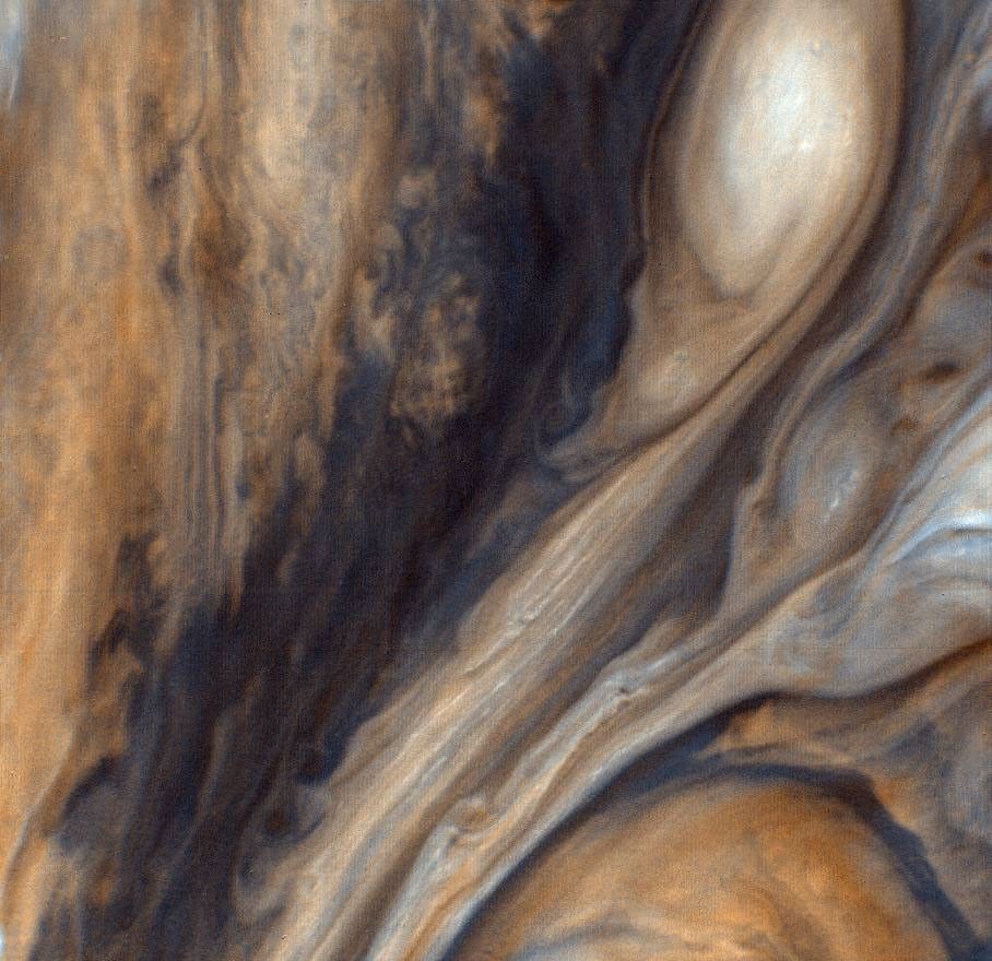 
			Exaggerated Color East of the Great Red Spot - NASA Science			