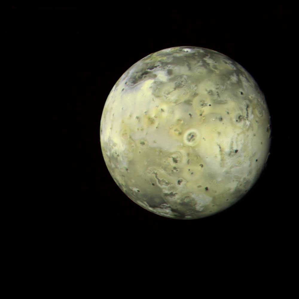 This full-disk image of Jupiter's satellite Io was made from several frames taken by NASA's Voyager 1 on Mar. 4, 1979, as the spacecraft neared the satellite.