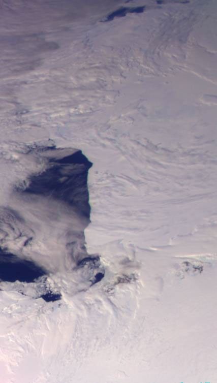 This color picture of the Ross Ice Shelf, Antarctica was taken NASA's Galileo camera about 6:20 p.m. PST on December 8, 1990.