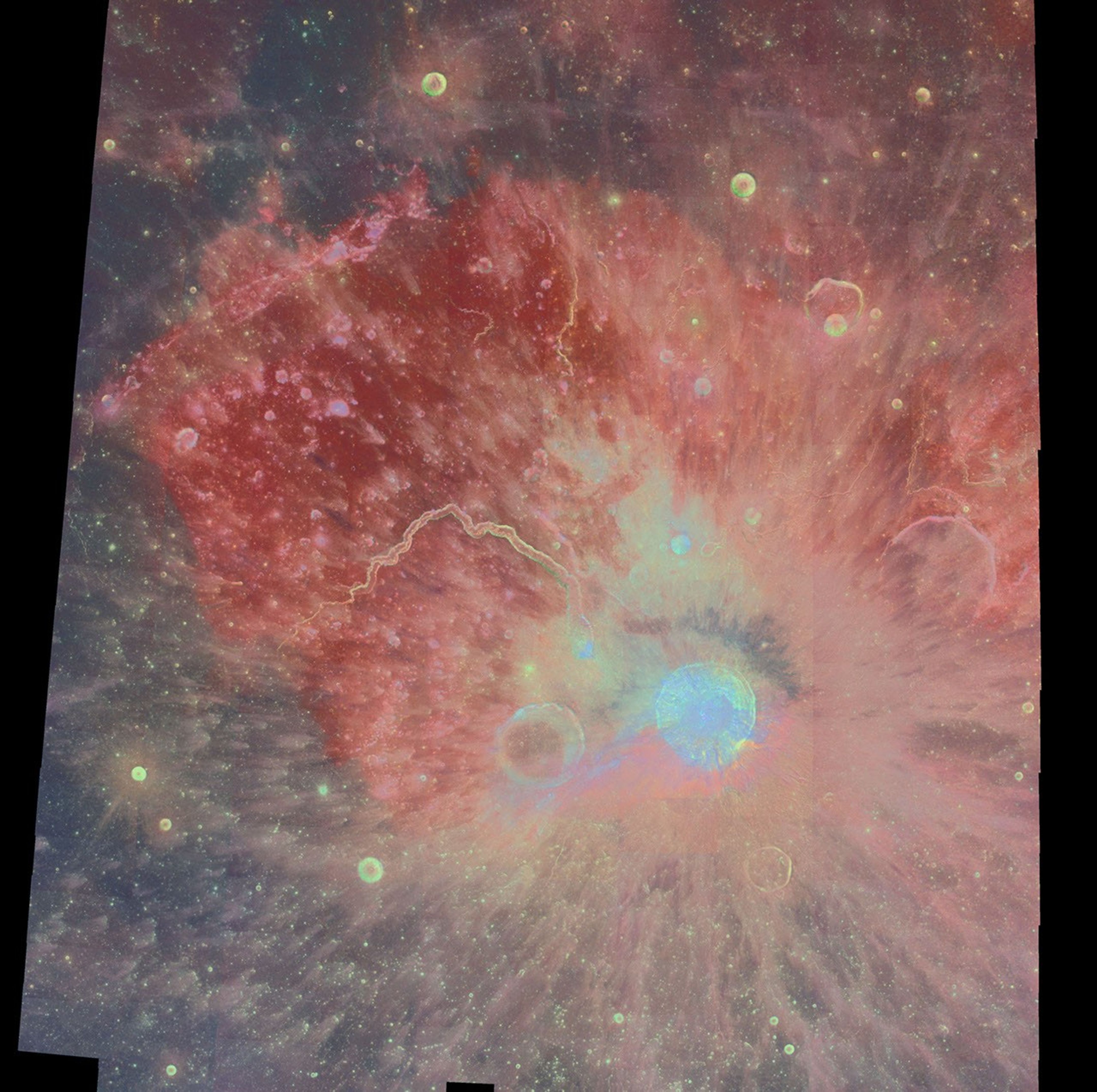 The Aristarchus region is one of the most diverse and interesting areas on the Moon. About 500 images from NASA's Clementine spacecraft were processed and combined into a multispectral mosaic of this region.