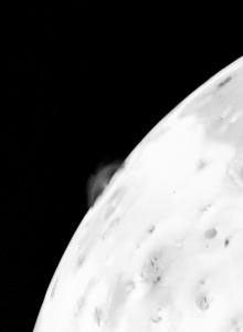 This photo of an active volcanic eruption on Jupiter's satellite Io was taken 1 hour, 52 minutes after the accompanying picture, late in the evening of March 4, 1979, by NASA's Voyager 1.