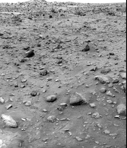 Photographic evidence of the successful series of commands to NASA's Viking 1 lander on Mars that unlocked the surface sampler arm is seen in this picture.