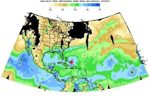 Born in the Atlantic, Hurricane Frances became a category 4 hurricane on August 31, 2004, as seen by the Atmospheric Infrared Sounding System (AIRS) on NASA's Aqua.