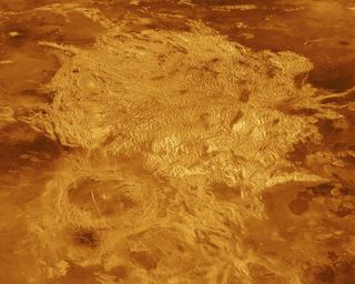 A portion of Alpha Regio is displayed in this three-dimensional perspective view of the surface of Venus from NASA's Magellan spacecraft. In 1963, Alpha Regio was the first feature on Venus to be identified from Earth-based radar.