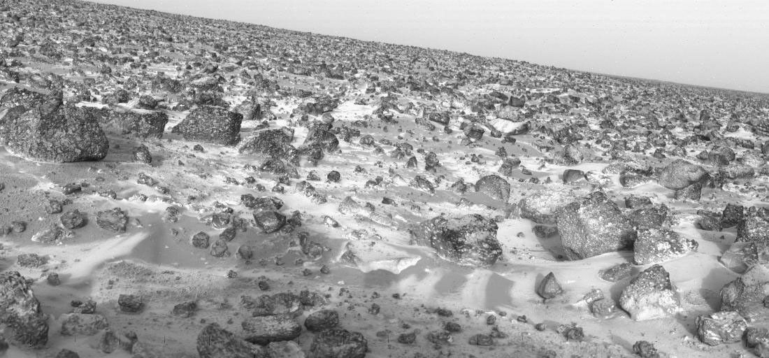 This high-resolution photo of the surface of Mars was taken by NASA's Viking Lander 2 at its Utopia Planitia landing site on May 18, 1979 and relayed to Earth by Viking Orbiter 1 on June 7.