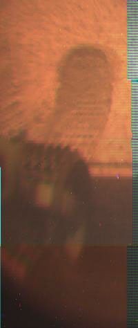 The image on Mars was taken by a camera aboard NASA's Sojourner rover on July 8, 1997. A rover wheel is at center, and tracks are visible in the soil at top where the cleated wheel passed over the surface.