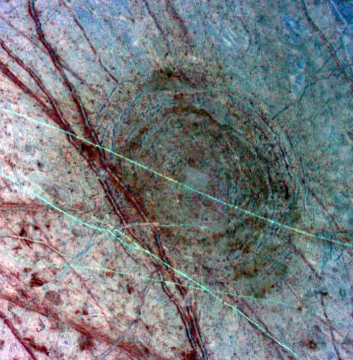 This image, taken April 4, 1997, by NASA's Galileo spacecraft, features Jupiter's moon, Europa.