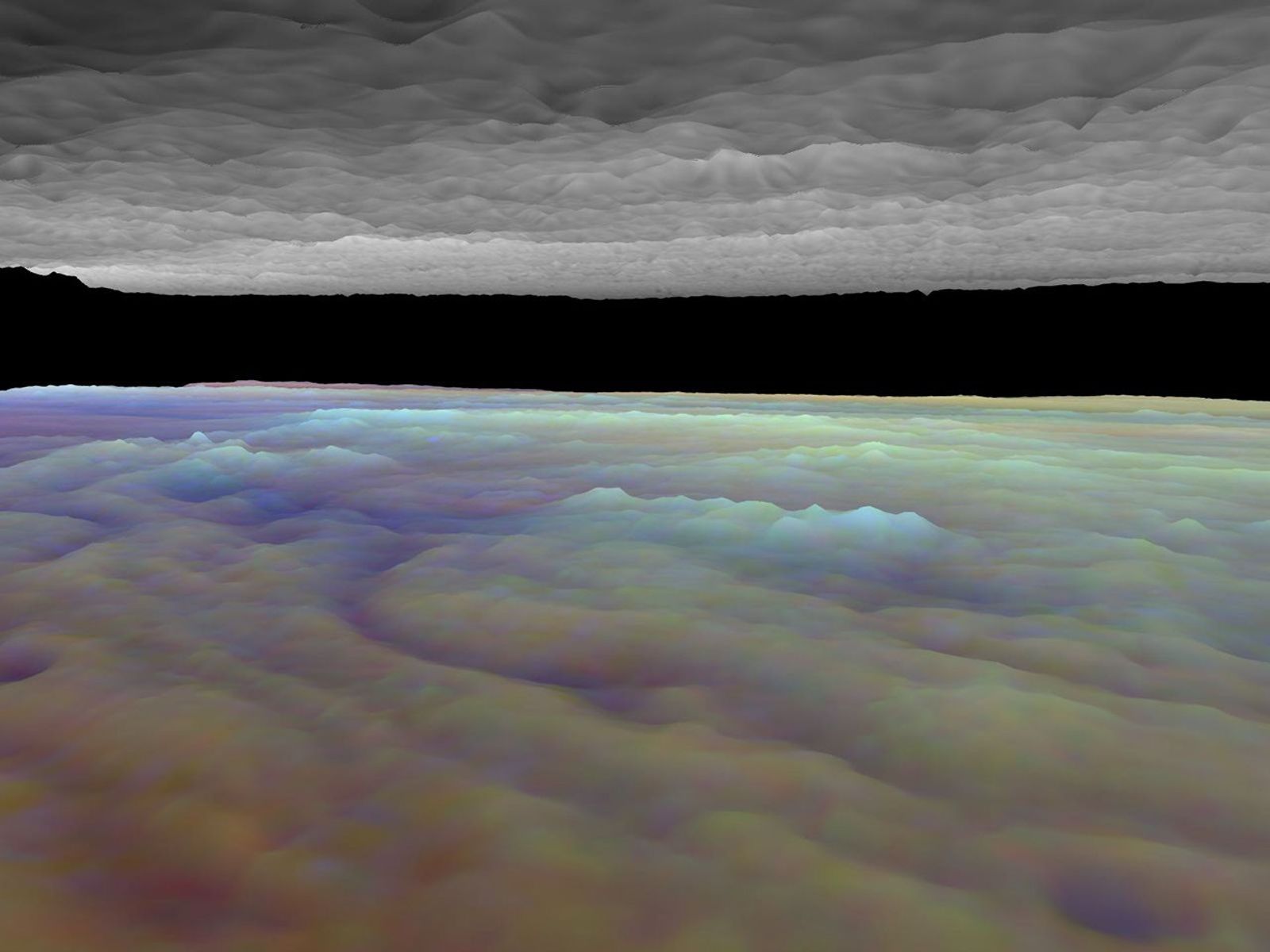 Frames from a three dimensional visualization of Jupiter's equatorial region. The images used cover an area near an equatorial 'hotspot' similar to the site where the probe from NASA's Galileo spacecraft entered Jupiter's atmosphere on December 7th, 1995.