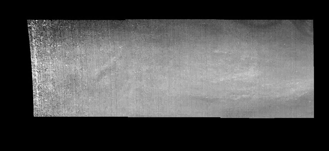 Mosaic of an equatorial 'hotspot' on Jupiter at 889 nanometers (nm). The mosaic covers an area of 34,000 kilometers by 11,000 kilometers. These images were taken on December 17, 1996 by the Solid State Imaging system aboard NASA's Galileo spacecraft.