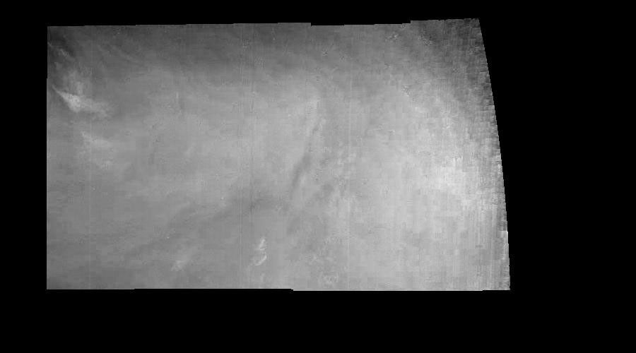 Mosaic of an equatorial 'hotspot' on Jupiter at 889 nanometers (nm). The mosaic covers an area of 34,000 kilometers by 11,000 kilometers. These images were taken on December 17, 1996 by the Solid State Imaging system aboard NASA's Galileo spacecraft.