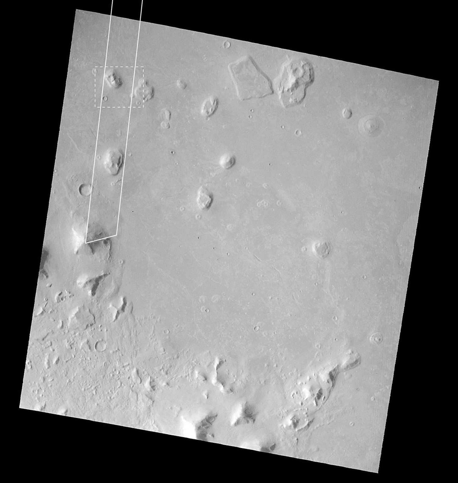 NASA's Mars Global Surveyor acquired this image on April 6, 1998. Shown here is the 'Face on Mars' feature in the Cydonia region.
