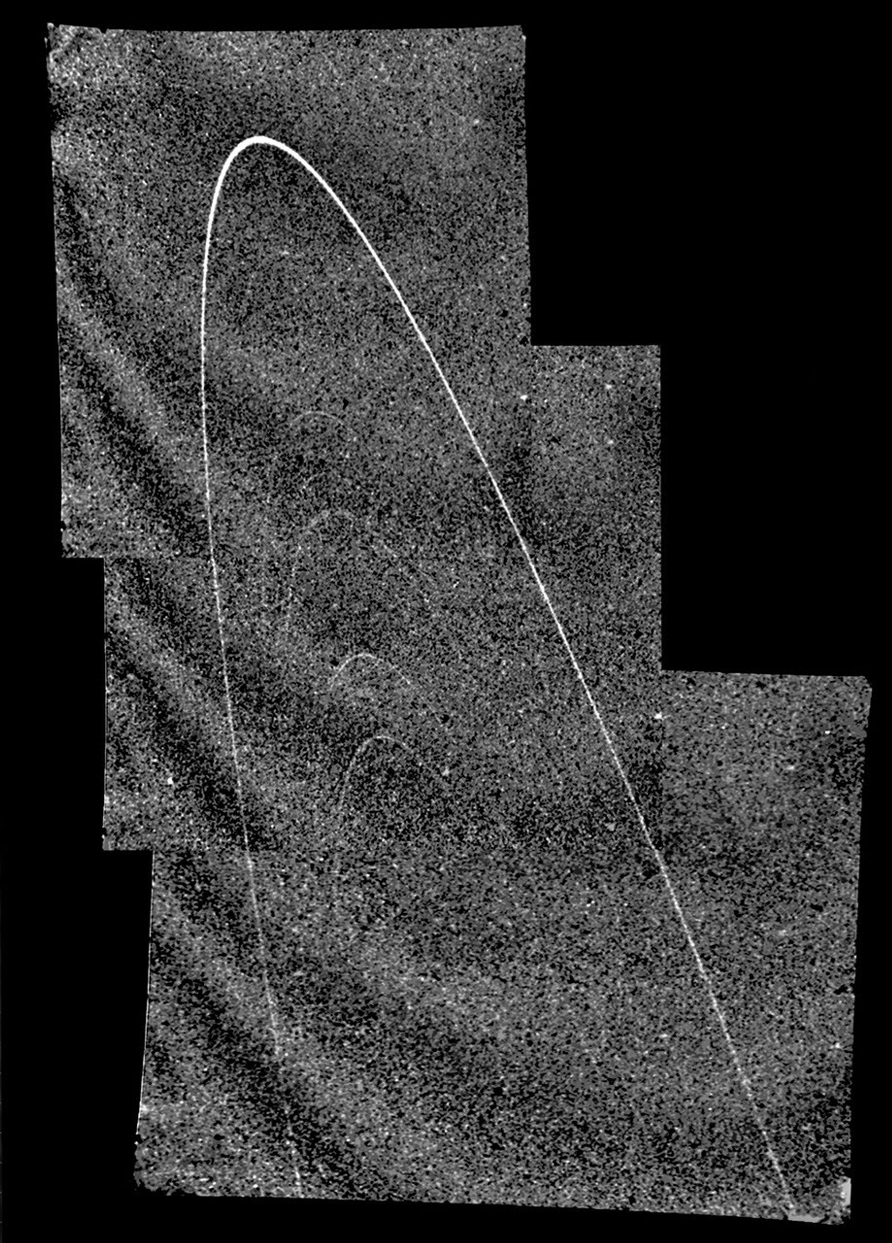 Uranus' rings, photographed by NASA's Voyager 2 in 1986 as it approached the plane of the Uranian ring system.