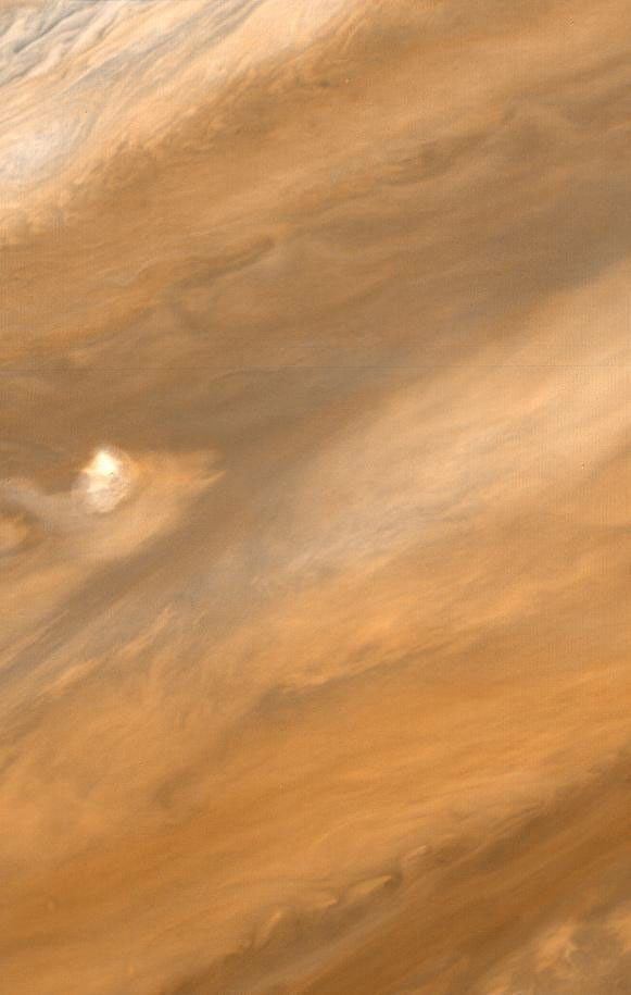 Reconstruction of a plume on Jupiter, photographed on March 1, 1979 by NASA's Voyager 1 spacecraft.