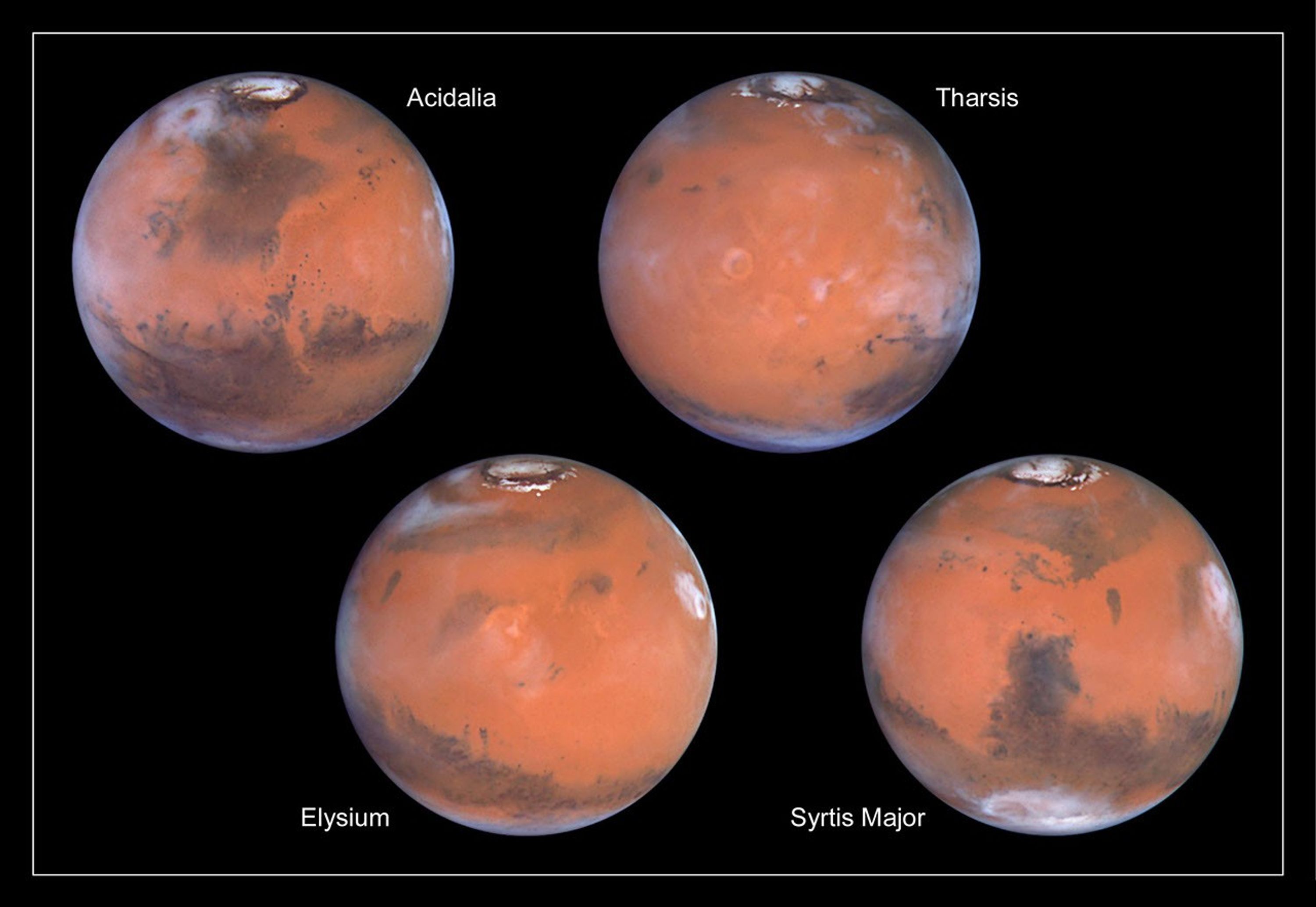 Taking advantage of Mars's closest approach to Earth in eight years, astronomers using NASA's Hubble Space Telescope have taken the space-based observatory's sharpest views yet of the Red Planet.