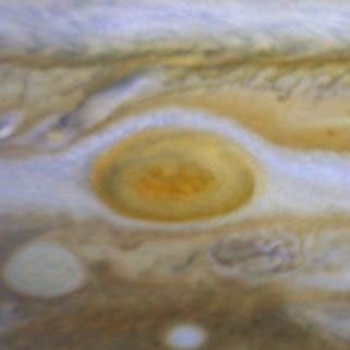 The Red Spot is the largest known storm in the Solar System, as shown in this image obtained by NASA's Hubble Space Telescope. With a diameter of 15,400 miles, it is almost twice the size of the entire Earth and one-sixth the diameter of Jupiter itself.