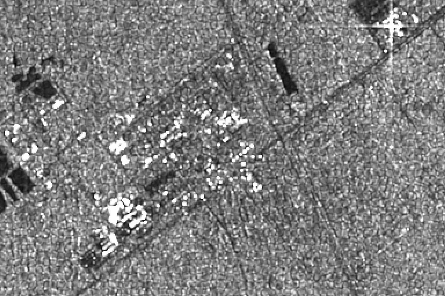This image was produced during radar observations taken by NASA's Spaceborne Imaging Radar-C/X-band Synthetic Aperture Radar as it flew over the Gulf Stream, Florida, and past the Atlantic Ocean on October 7, 1994.