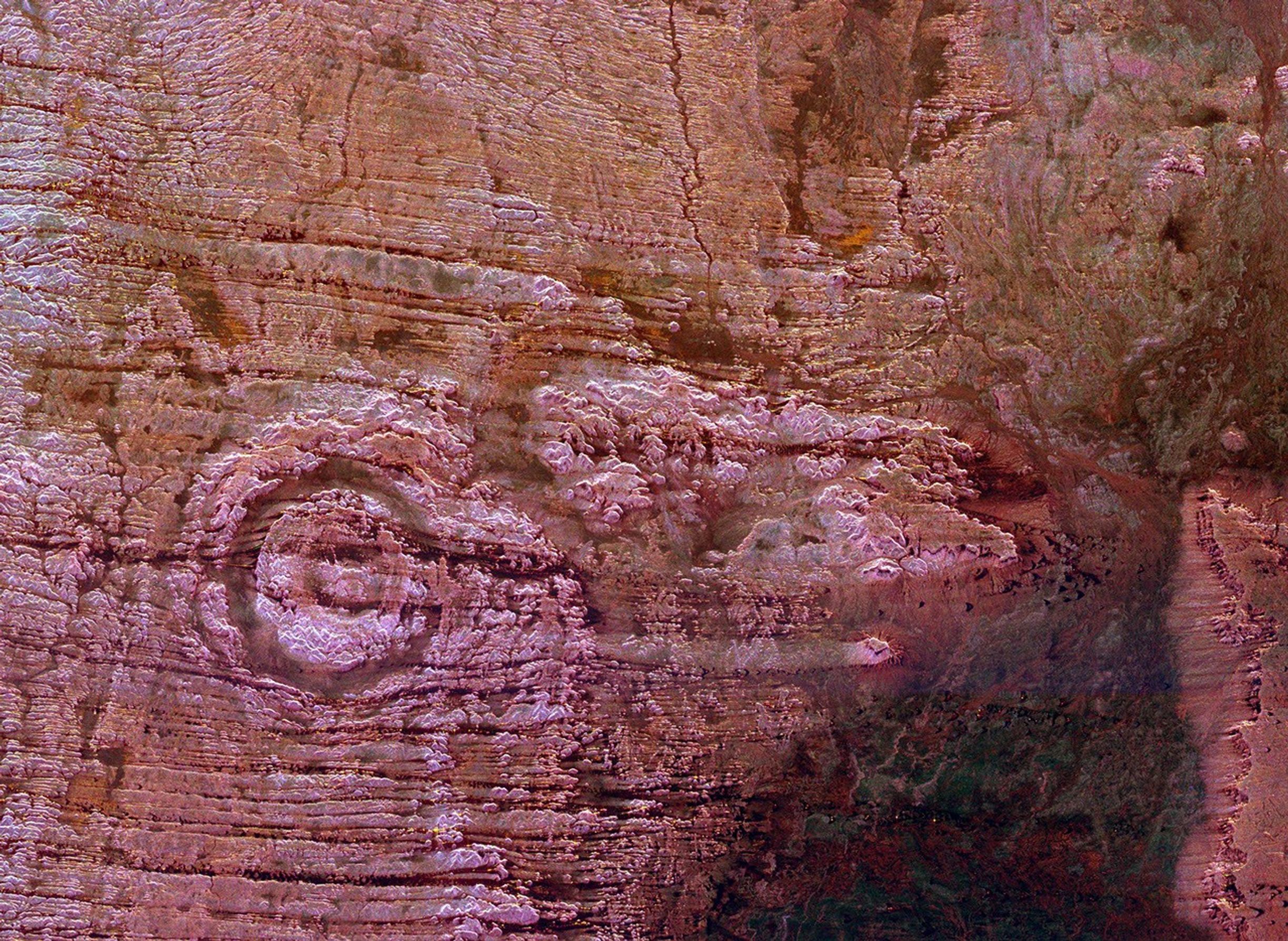 The impact of an asteroid or comet several hundred million years ago left scars in the landscape that are still visible in this radar image from NASA's Spaceborne Imaging Radar C/X-Band Synthetic Aperture of an area in the Sahara Desert of northern Chad.