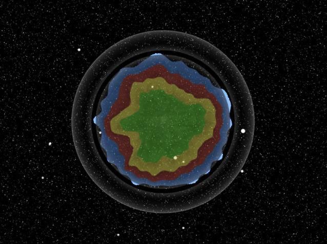 This artist's concept shows the explosion of a massive star, the remains of which are named Cassiopeia A. NASA's Spitzer Space Telescope found evidence that the star exploded with some degree of order.