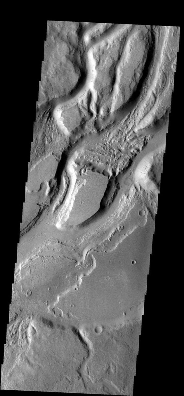 The many interconnected channels in this image are all part of Sabis Vallis on Mars as seen by NASA's 2001 Mars Odyssey spacecraft.