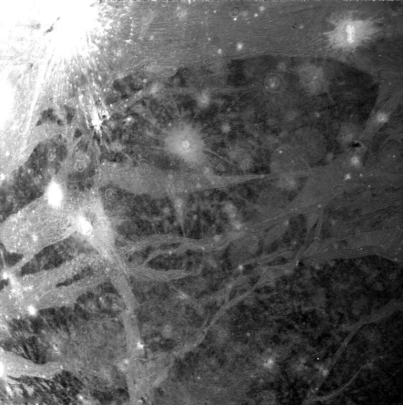 NASA's Voyager 2 took this picture of Ganymede on 5 March 1979. It was taken with the narrow-angle camera from a range of 270,000 kilometers.