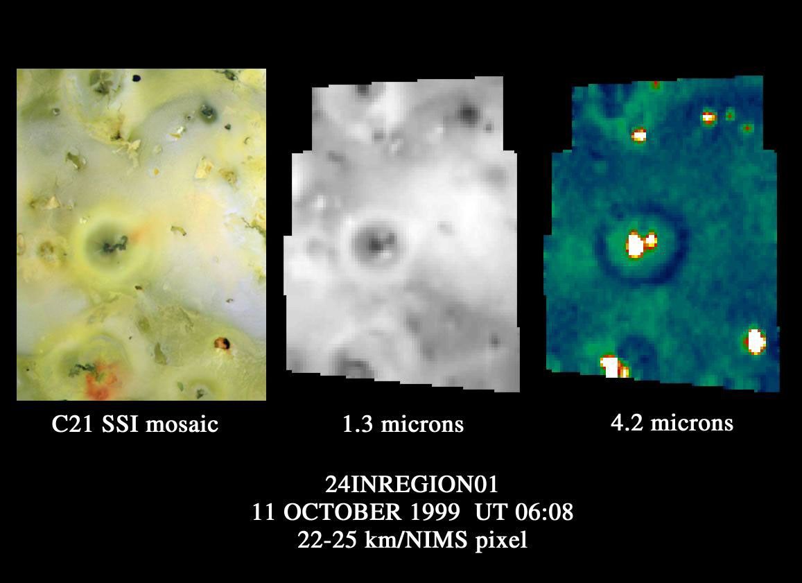This image shows the region around the Prometheus volcano on Jupiter's moon Io. It was observed by NASA's Galileo spacecraft in 1996 as it was flying away from a close approach to Io.