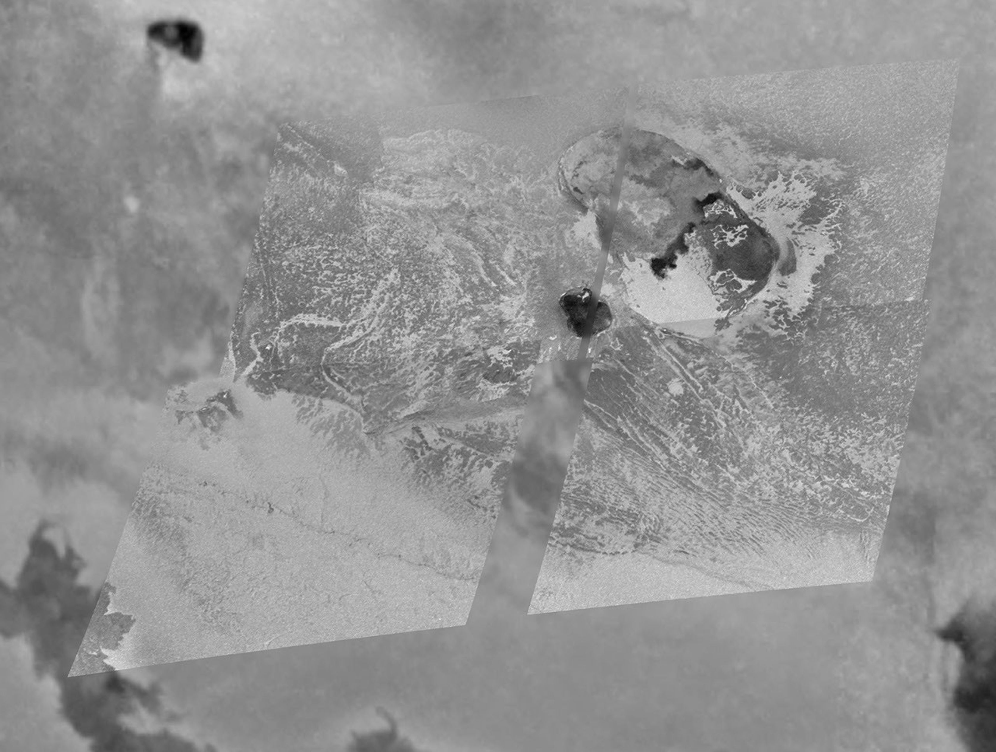 Images taken at different times and from different positions by NASA's Galileo spacecraft provide information about the three-dimensional structure of a large mountain named Tohil Mons on Jupiter's moon Io.