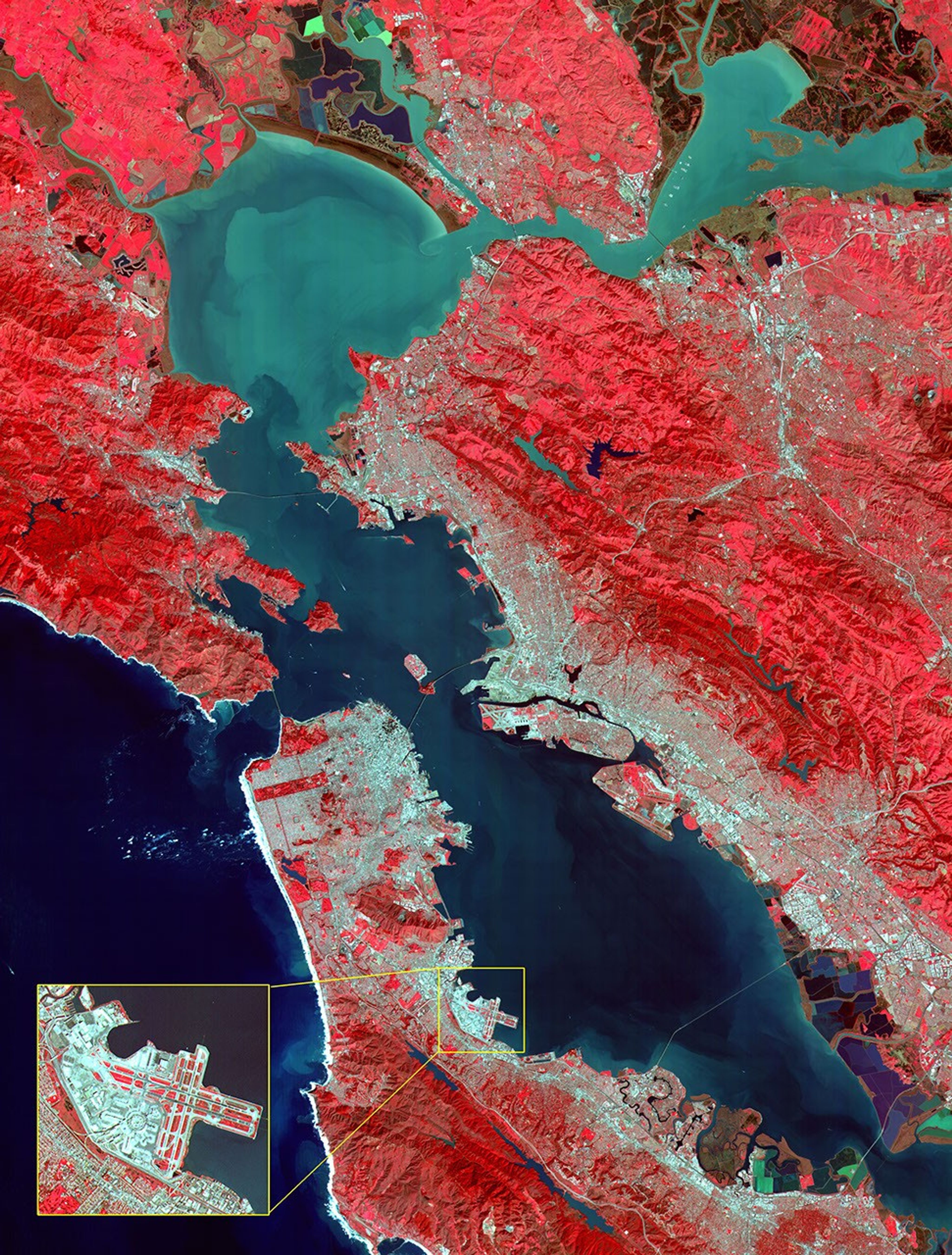 This image of the San Francisco Bay region was acquired on March 3, 2000 by the Advanced Spaceborne Thermal Emission and Reflection Radiometer (ASTER) on NASA's Terra satellite.