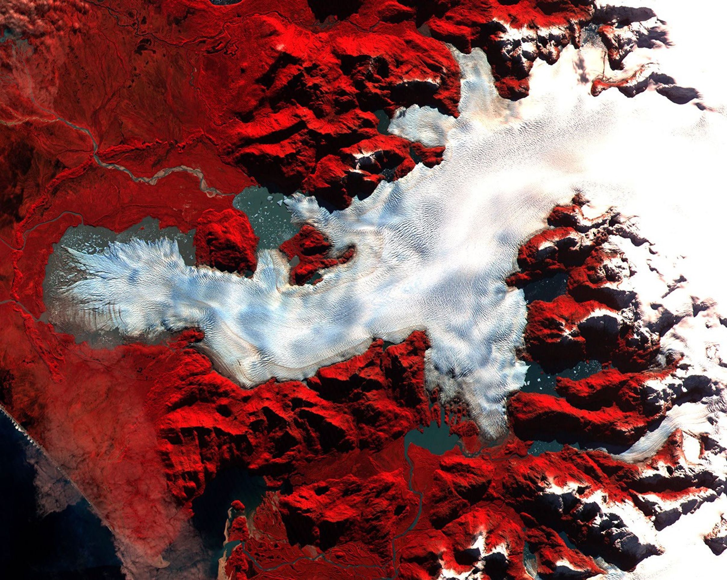 This image was acquired by NASA's Terra satellite on May 2, 2000 over the North Patagonia Ice Sheet in Chile, South America.