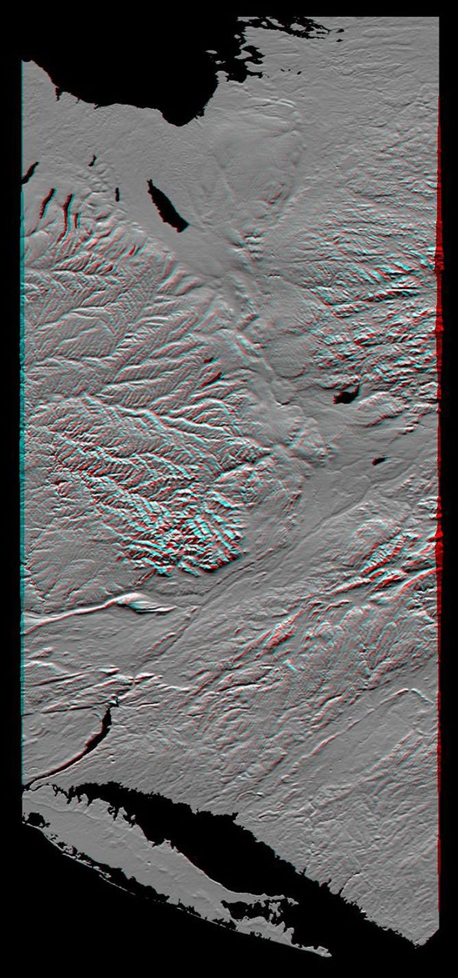 This anaglyph, from NASA's Shuttle Radar Topography Mission, shows the varied topography of eastern New York State and parts of Massachusetts, Connecticut, Pennsylvania and New Jersey. 3D glasses are necessary.
