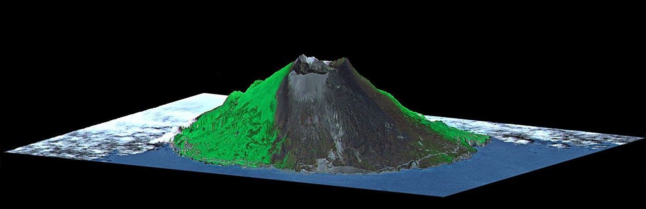 ASTER-SRTM Perspective of Mount Oyama Volcano, Miyake-Jima Island