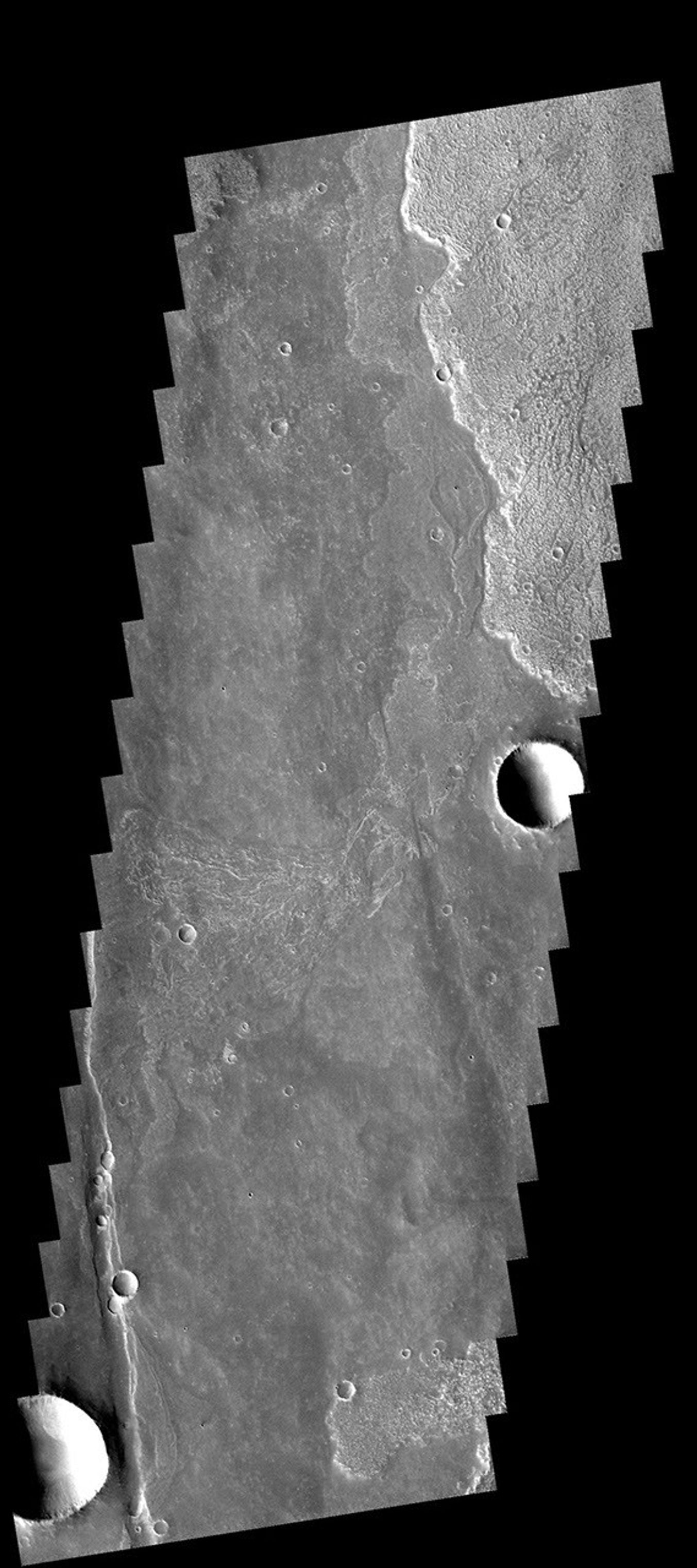 The lava flows in this image captured by NASA's 2001 Mars Odyssey spacecraft are only a very small part of the voluminous lava erupted from the Arsia Mons volcano on Mars.