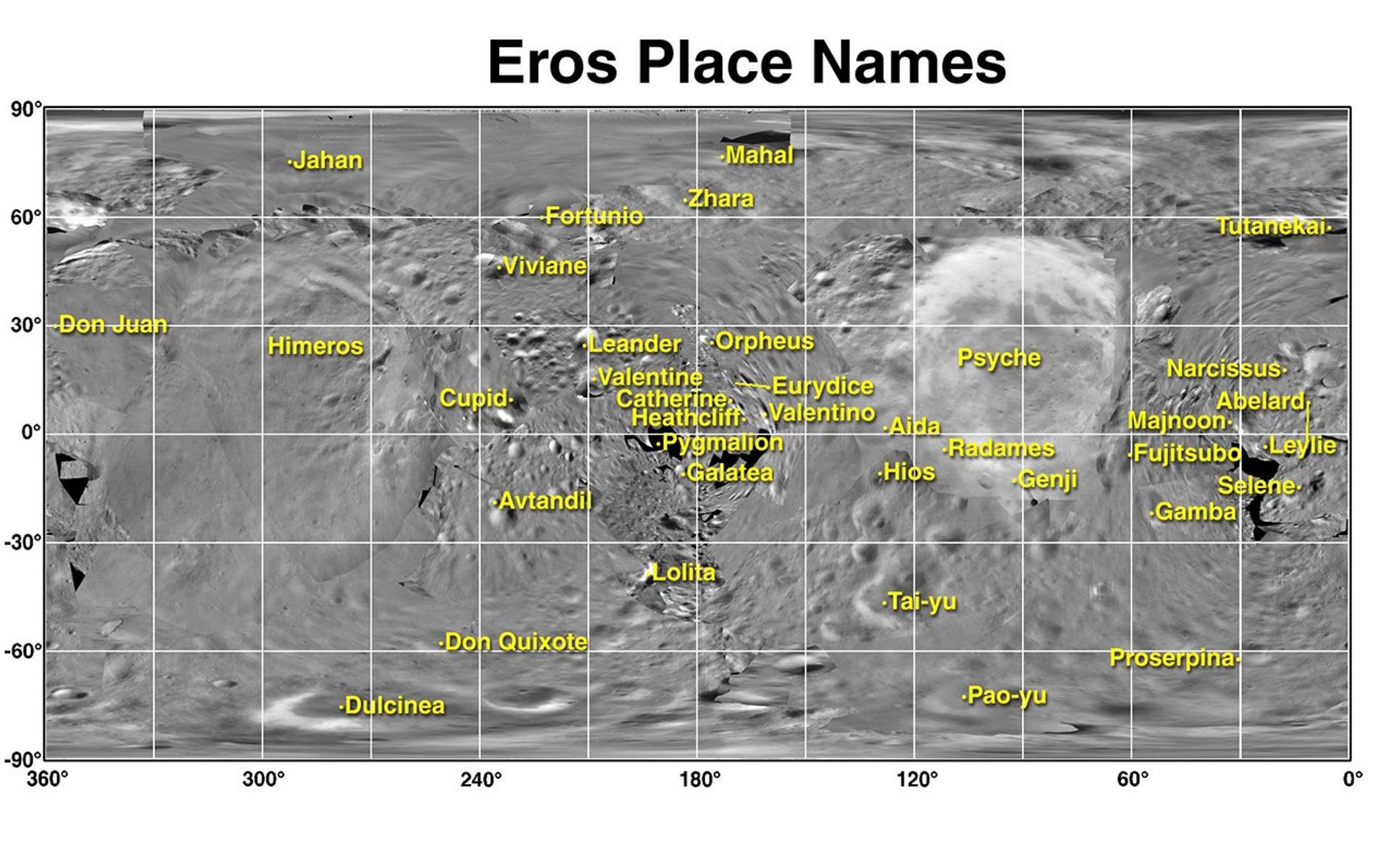 Eros Map and Place Names - NASA Science
