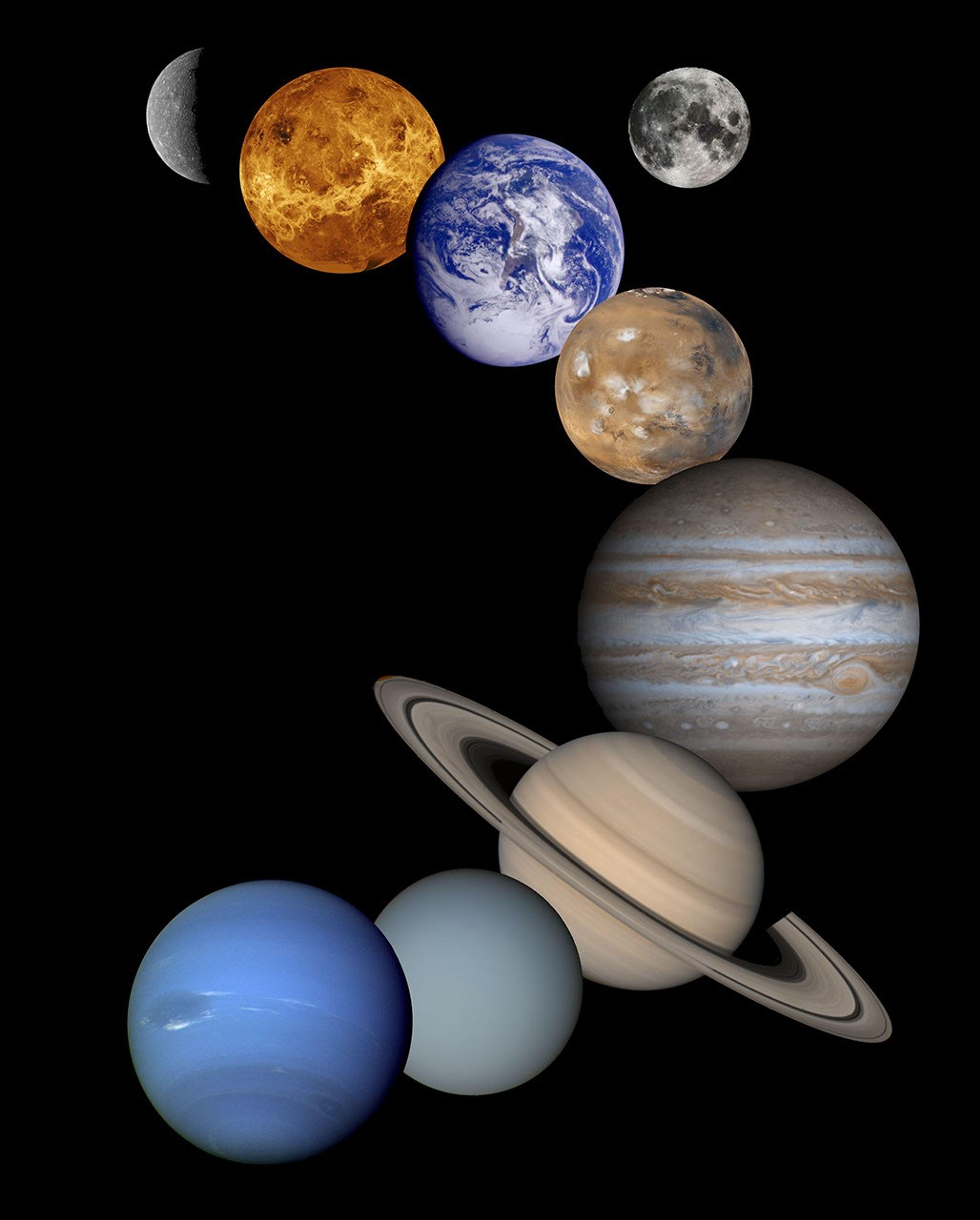 
			Solar System Montage - High Resolution 2001 Version - NASA Science			