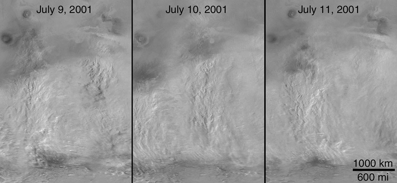 
			The 2001 Great Dust Storms - Daedalia/Claritas/Syria Dust Plumes - NASA Science			