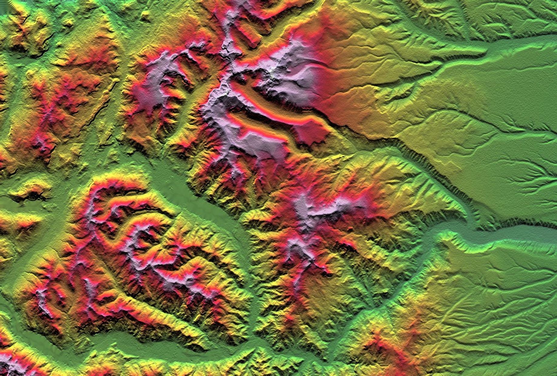 This depiction of an area south of San Martin de Los Andes, Argentina, is the first Shuttle Radar Topography Mission view of the Andes Mountains, the tallest mountain chain in the western hemisphere.