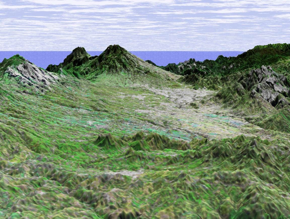 This perspective view from NASA's Shuttle Radar Topography Mission shows the capital city of San Jose, Costa Rica, in the right center of the image (gray area).