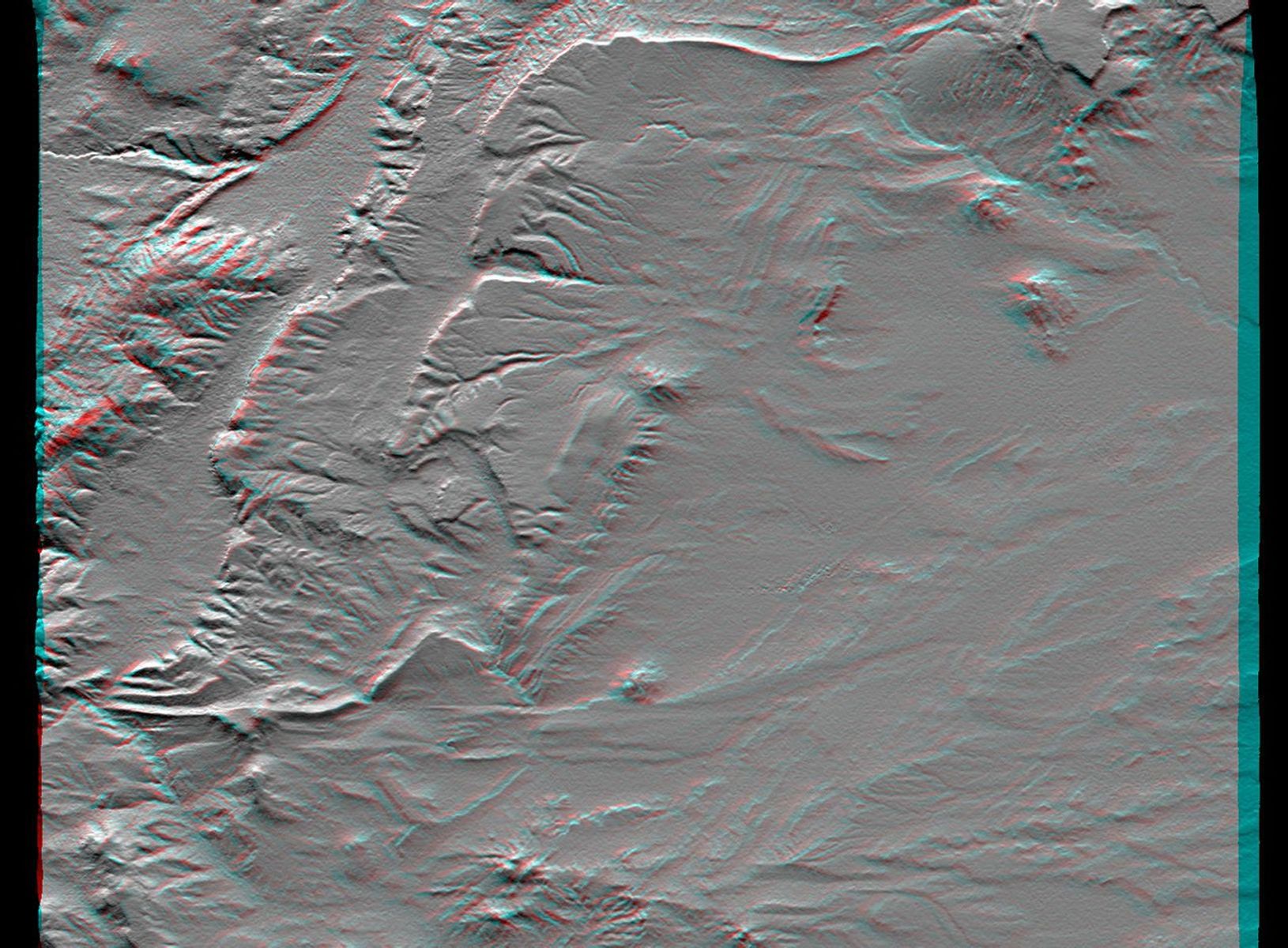 This anaglyph, from NASA's Shuttle Radar Topography Mission, is of an area southwest of Zapala, Argentina, showing a wide diversity of geologic features. 3D glasses are necessary to view this image.