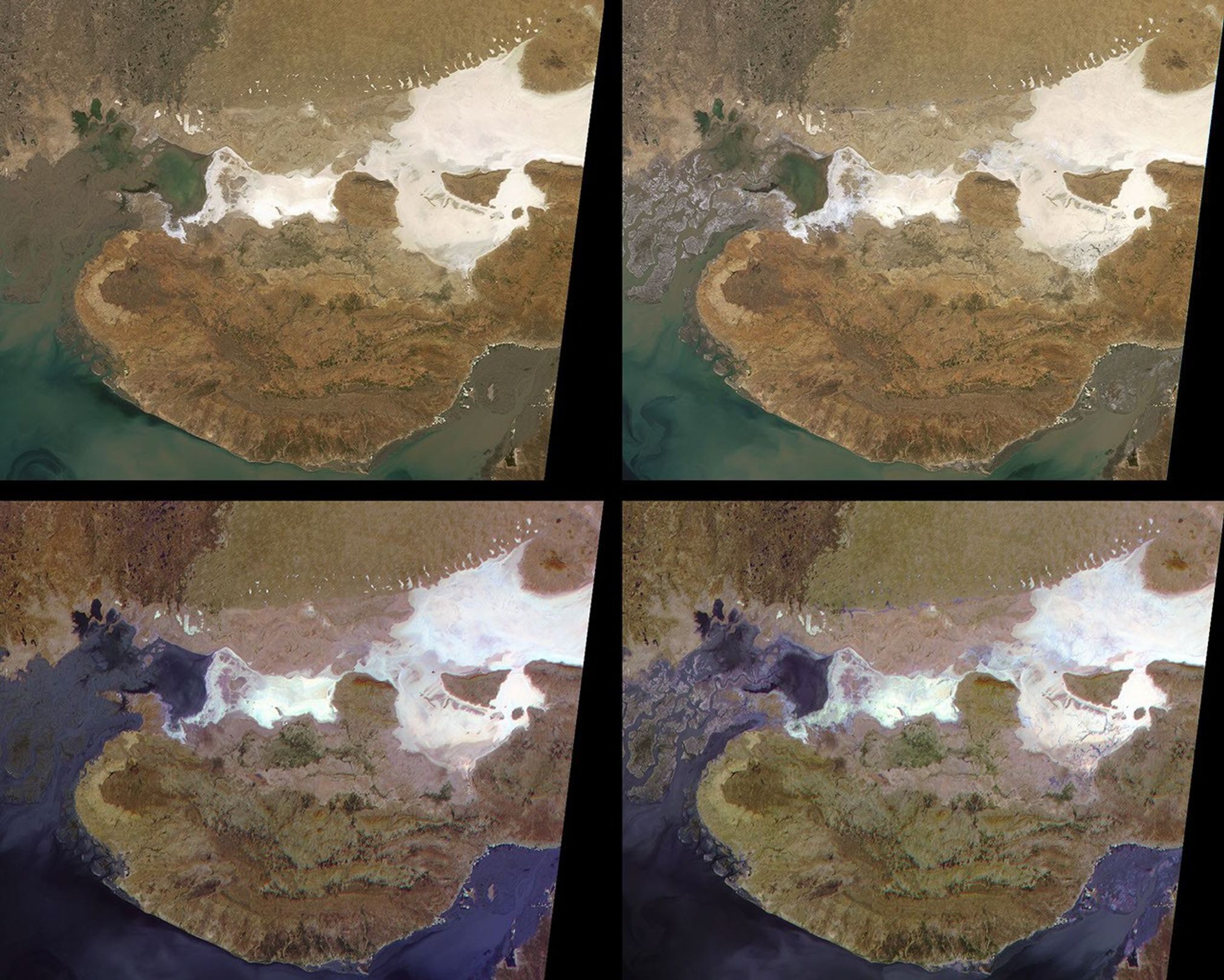 This image from NASA's Terra satellite shows the Kachchh region in the Gujarat province of western India. On January 26, 2001, a magnitude 7.7 earthquake devastated this area, killing 20,000 people and destroying buildings, dams, and port facilities.
