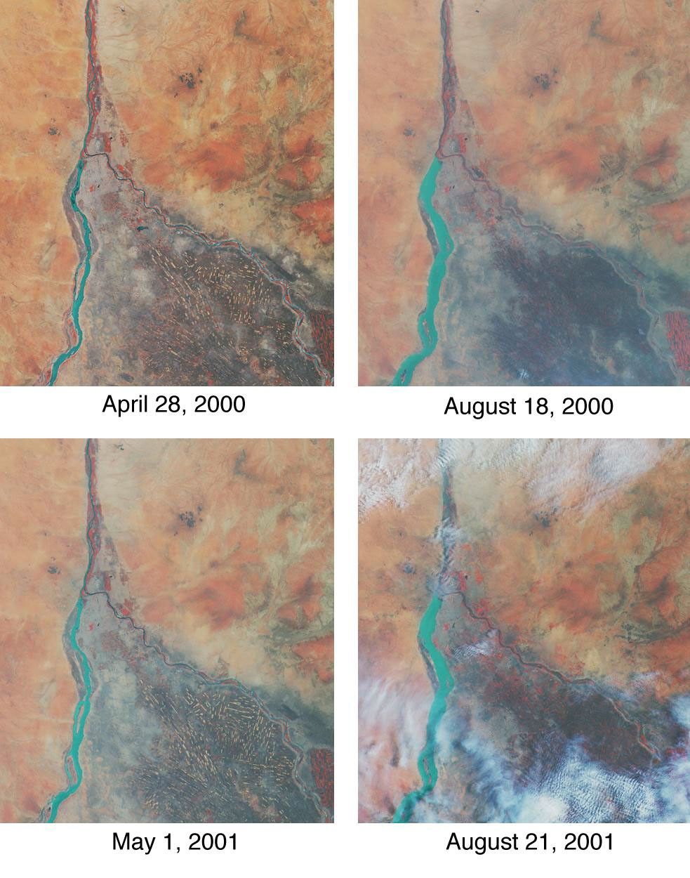 These images of the area around Sudan's capital city of Khartoum capture the river's dynamic nature. They were acquired by NASA's Terra's spacecraft.