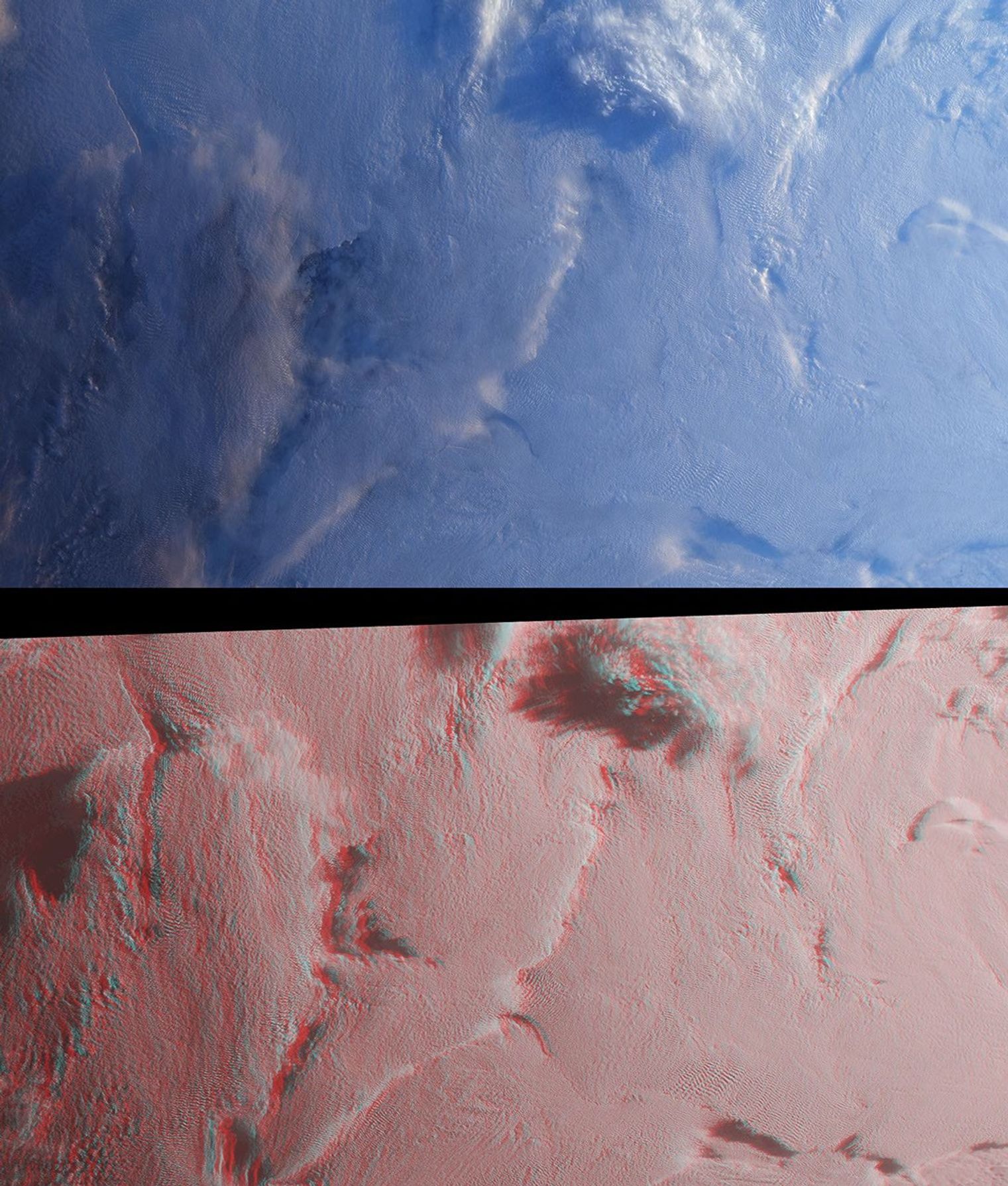 Stratus clouds are common in the Arctic during the summer months, and are important modulators of the arctic climate as seen in this anaglyph from the MISR instrument aboard NASA's Terra spacecraft. 3D glasses are necessary to view this image.