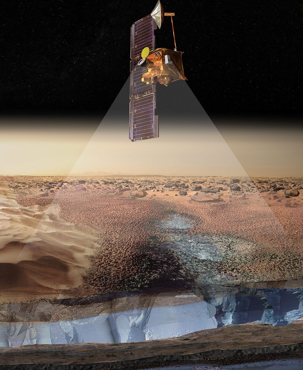 Artist's View of Odyssey Detecting Ice (Artist Concept) - NASA Science